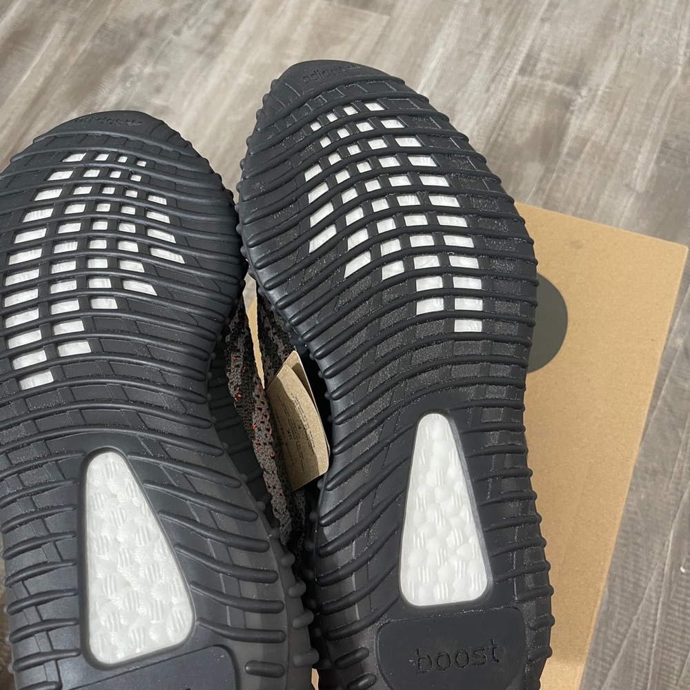 Yeezy Boost 350 V2 Black and Orange Sneakers - Picture 3 of 4
